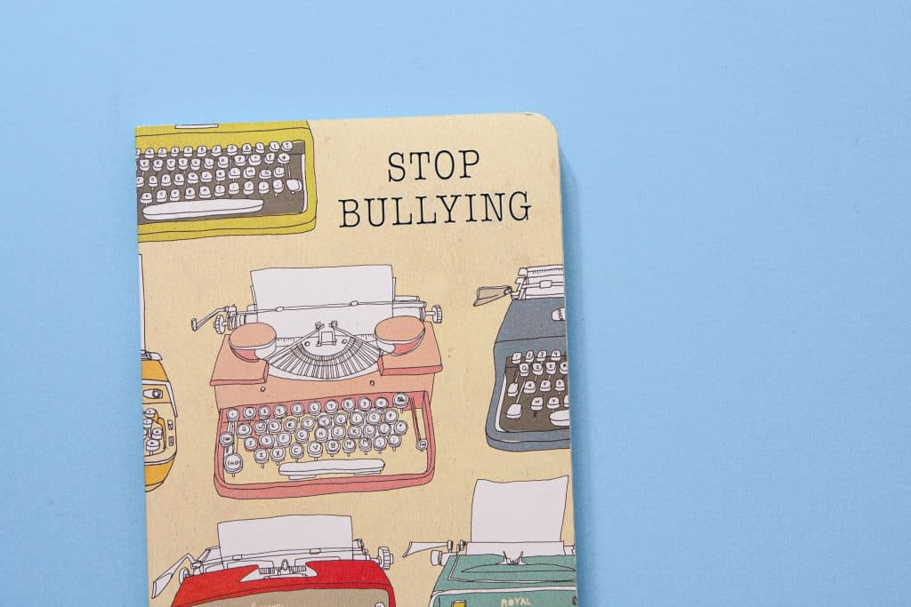 Notebook cover with stop bullying logo